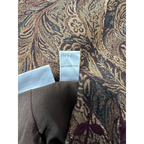 Chico's Paisley Tapestry Blazer Jacket Brown's with Gold Highlights Size 1 US M - Picture 5 of 6
